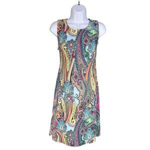 Tommy Hilfiger Womens 8 Psychedelic 70s Thyme Sleeveless Groovy Dress Stretchy